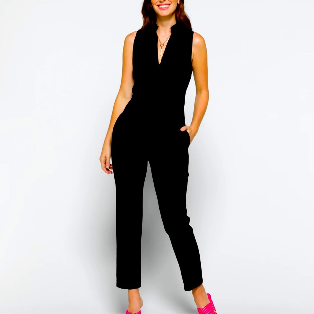 Black jumpsuit size 2, worn 1 time . Black Halo.